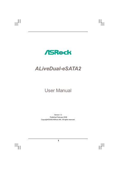 ASRock ALiveDual-eSATA2 User Manual - cover page