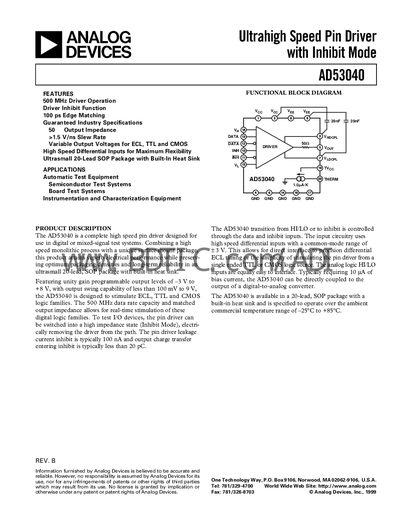 ANALOG DEVICES AD53040G handbook - cover page