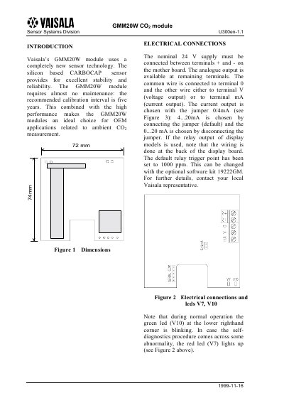 Vaisala GMM20W CO2 Module User Manual - cover page