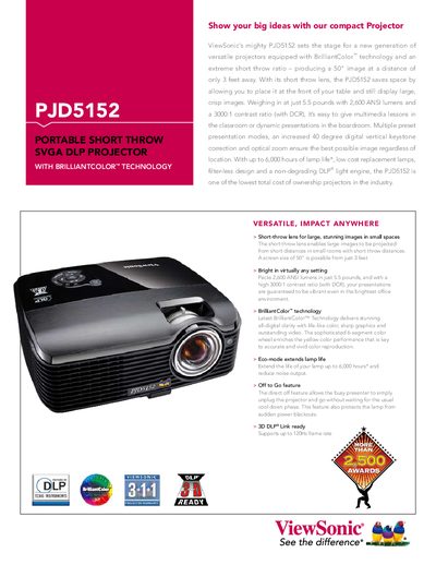 ViewSonic PJD5152 Projector User Manual - cover page
