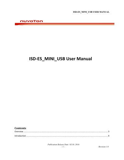 Nuvoton ISD-ES_MINI_USB USB Bridge User Manual - cover page