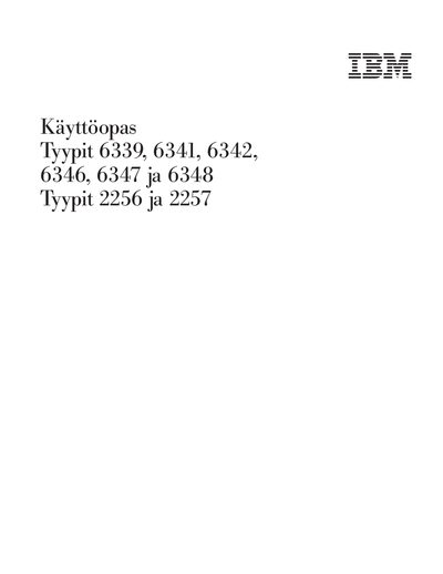 IBM 6339, 6341, 6342, 6346, 6347, 6348, 2256, 2257 User Manual - cover page