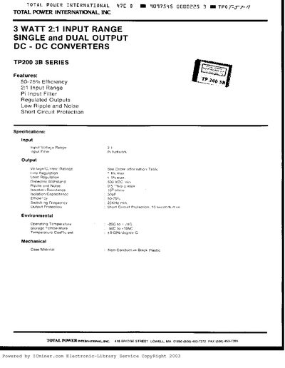Total Power TP200 3B Series Datasheet - cover page