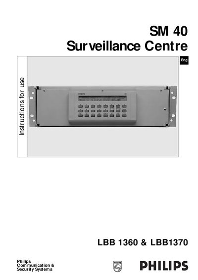 Philips LBB 1360 / LBB 1370 SM40 Surveillance Centre User Manual - cover page