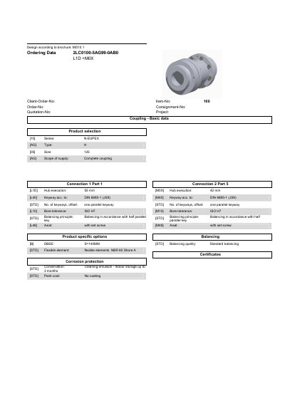 FLENDER 2LC0100-5AG99-0AB0 technology data - cover page