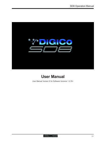 Digico SD8 Operation Manual