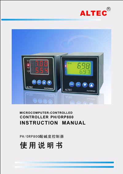 ALTEC PH/ORP800 pH/ORP Controller Instruction Manual