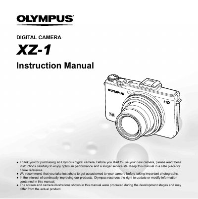 Olympus XZ-1 User Manual - cover page