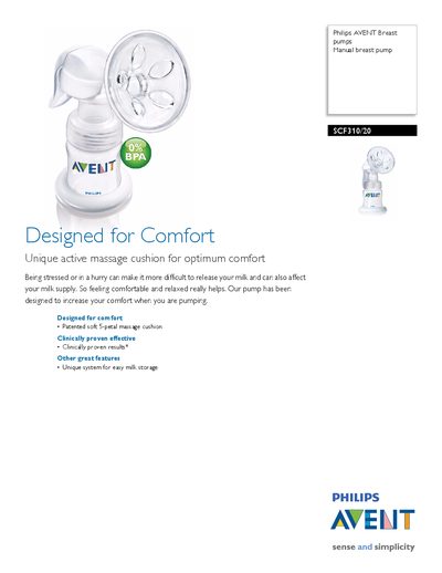 Philips Avent SCF310/20 Breast Pump User Manual - cover page