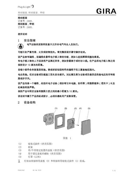 Gira Plug & Light Lighting Socket User Manual - cover page