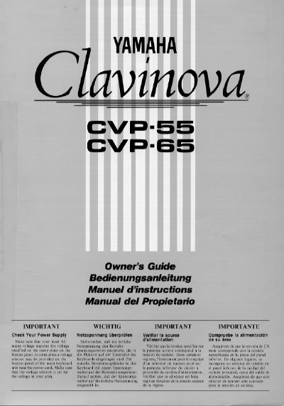 Yamaha GVP-55 GVP-65 Keyboard User's Guide - cover page