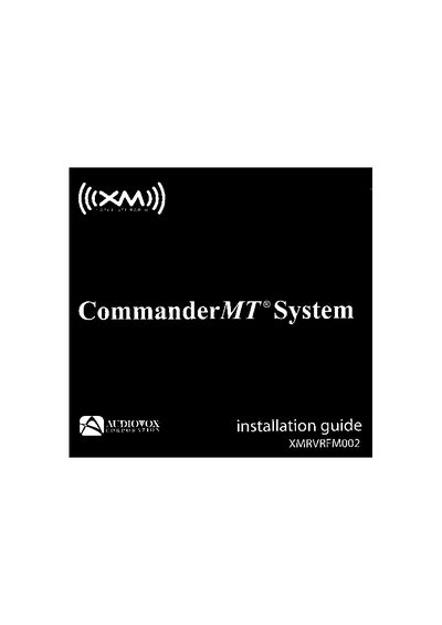 AUDIOVOX XMRVRFM002 Commander MT System Installation Guide - cover page