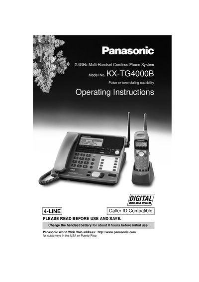 Panasonic KX-TG4000B Cordless Phone System Operating Instructions - cover page