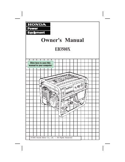 HONDA E 1000 PORTABLE GENERATOR user manual - cover page