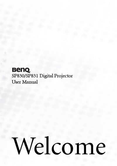 BenQ SP830/SP831 Digital Projector User Manual - cover page