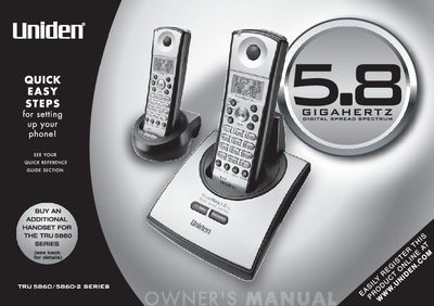 Uniden TRU 5860/5860-2 Series Cordless Telephone User Manual - cover page