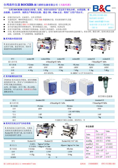 Rokker R and C Series Vacuum Pumps Product Leaflet - cover page