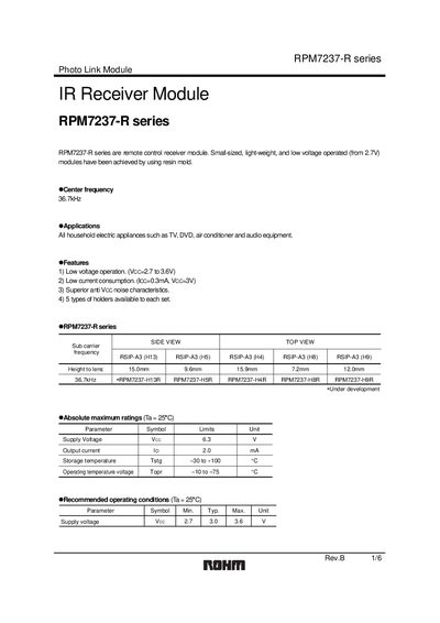 ROHM RPM7237-H4R Manual - cover page