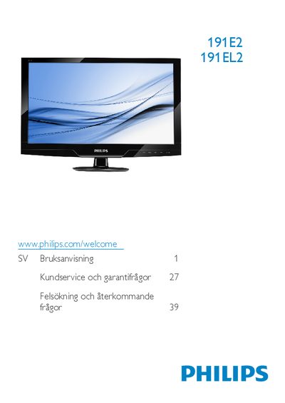 Philips 191E2/191EL2 Monitor User Manual - cover page