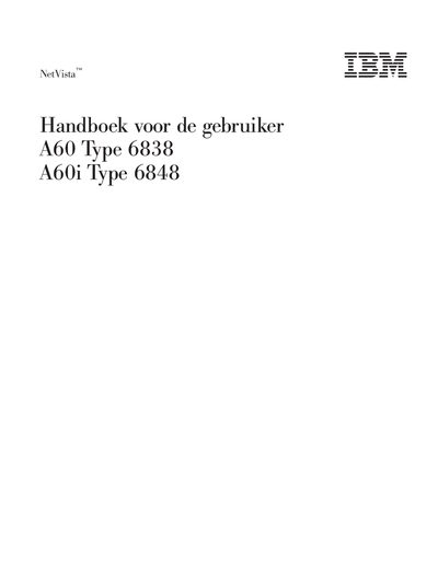IBM NetVista A60 Type 6838 and A60i Type 6848 User Manual - cover page