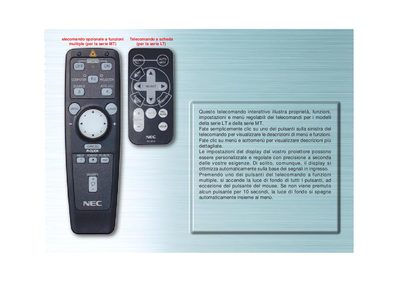 NEC MT/LT Series Remote Control User Manual - cover page