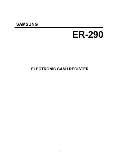 Samsung ER-290 Electronic Cash Register User Manual - cover page