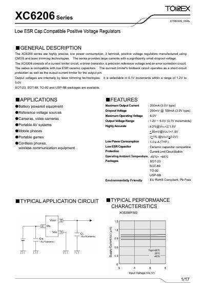 TOREX XC6206 ETR0305_004b Series Manual - cover page