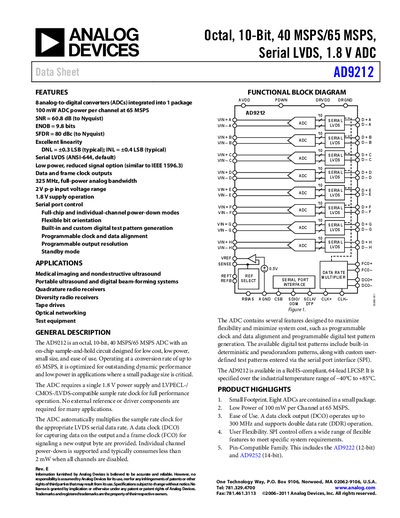 Analog Devices AD9212 Datasheet
