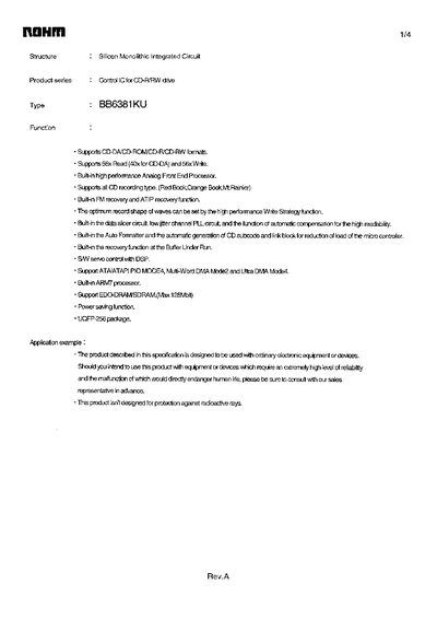 ROHM BB6381KU Datasheet - cover page