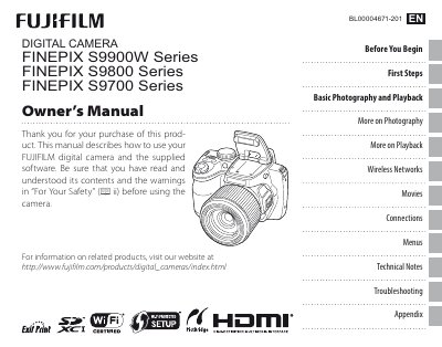 Fujifilm FinePix S9900WV/S9800/S9700 Series Digital Camera Owner's Manual - cover page