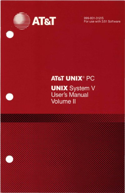 AT&T UNIX System V User Manual - cover page