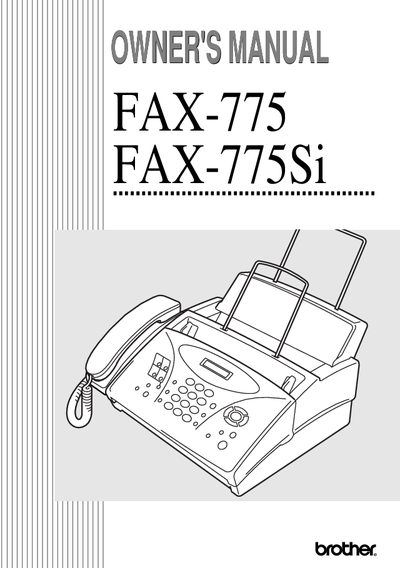 Brother FAX-775/FAX-775Si Owner's Manual - cover page