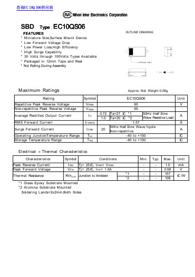 Nihon Inter Electronics EC10QS06 Bridge Rectifier Datasheet