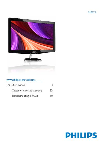 Philips 248C3L Monitor User Manual - cover page