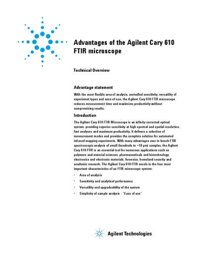 Advantages of the 610-IR Microscope handbook - cover page