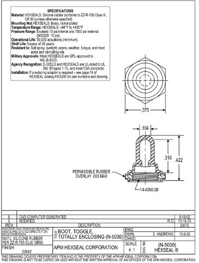 APM HEXSEAL N-5030HEXSEAL  - cover page