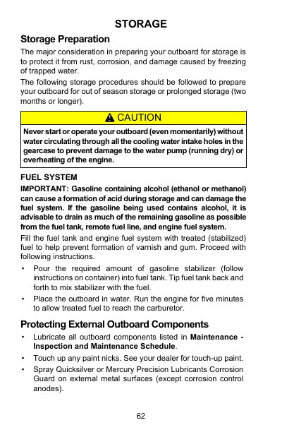 Mercury 2.5-3.5HP FourStroke Outboard Storage Guide