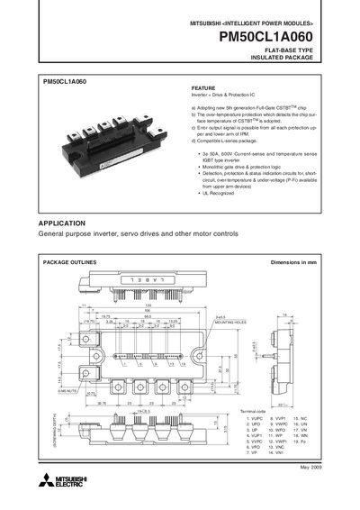 Mitsubishi Electric PM50CL1A060 Intelligent Power Module Service Manual - cover page