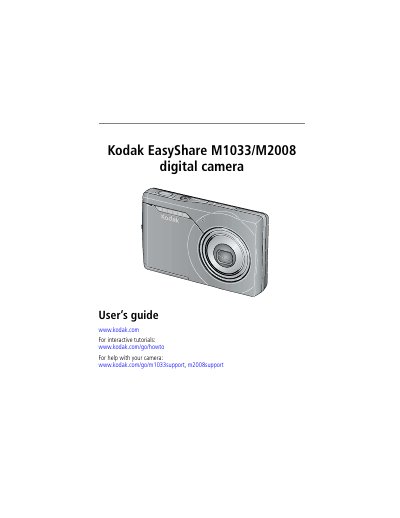 Kodak EasyShare M1033/M2008 Digital Camera User's Guide