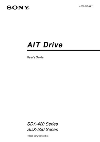 Sony SDX-420/SDX-520 Series User Manual - cover page