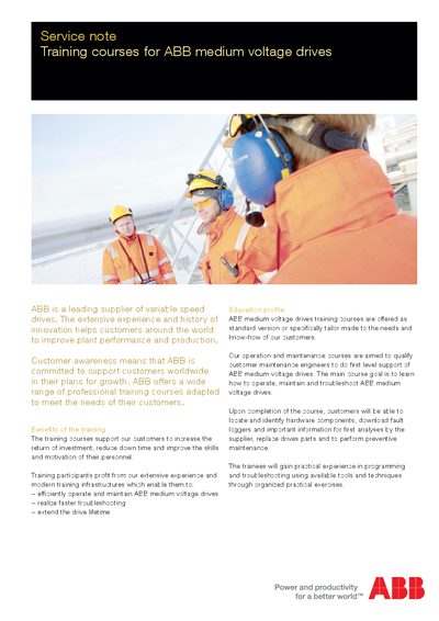 ABB Medium Voltage Drives Training Courses Service Note - cover page