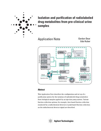 Agilent 1100 Series Application Note: Isolation of Radiolabeled Drug Metabolites - cover page