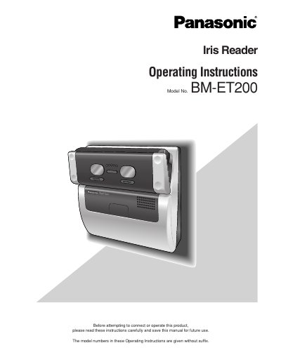 Panasonic BM-ET200 Iris Reader Operating Instructions - cover page
