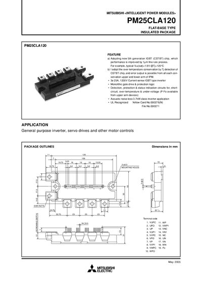 Mitsubishi Electric PM25CLA120 Intelligent Power Module Manual - cover page