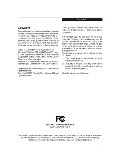 Fujitsu LifeBook User Manual - cover page
