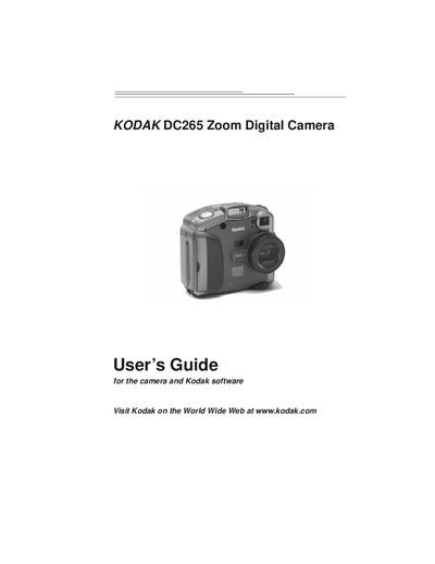 Kodak DC265 Digital Camera User Guide - cover page