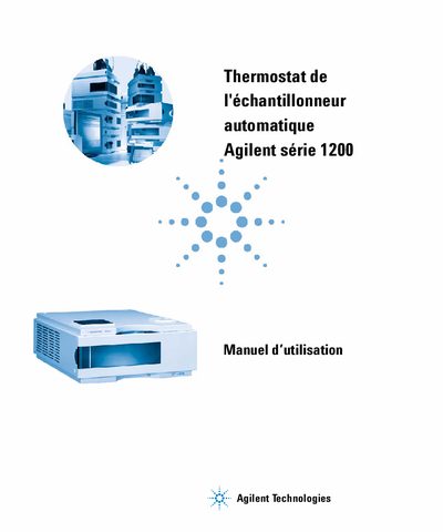 Agilent G1330B Series 1200 Autosampler Thermostat User Manual