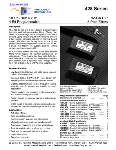 Frequency Devices 428 Series Datasheet - cover page