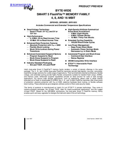 Intel Smart 5 FlashFile Memory Family Datasheet - cover page