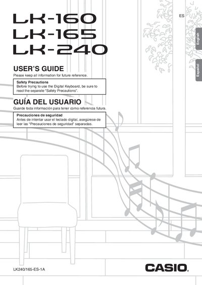 Casio LK-160/LK-165/LK-240 Digital Keyboard User's Guide - cover page